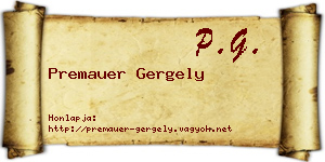 Premauer Gergely névjegykártya